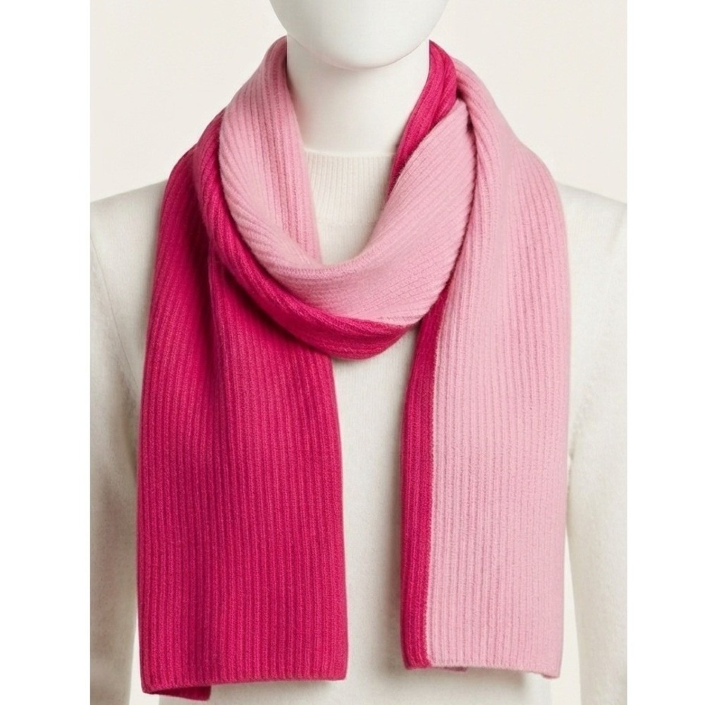 On 34th Pink Colorblock Ribbed Knit Convertible Wrap Scarf NWT